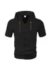 Camisa con Capucha de Lino para Hombre Amazon Verano Nueva Casual Europea y Americana Color Sólido de un Solo Botón Manga Corta Cárdigan