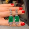 Conjunto de anillo, collar y pendientes con esmeralda de imitación europea y americana de Zhuang Shengsheng Jewelry, conjunto creativo de diamantes completos de 12 x 16