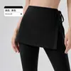Pantalones de Yoga Versátiles que Cubren la Cadera con un Panel tipo Falda para Mujer, Cubierta de Falda Fitness de una Sola Pieza, Correas Anti-vergüenza para Correr, Media Falda