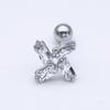 Piercing para oreja de moda simple con forma de uña de hada con incrustaciones de circonita, joyería unisex geométrica para la lengua y el labio.