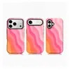 Fondo Rosa con Rayas Degradadas Transfronterizo Adecuado para Película Apple 17Promax Funda de Teléfono Dos en Uno Personalizada 16/15Plus