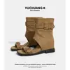 Novas Sandálias Romanas Abertas de Verão 2026, Botas Curtas de Camurça com Fivela e Tira, Botas Emagrecedoras que Aumentam a Altura