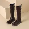 Botas de otoño de caña alta con suelas gruesas de 5.5 cm, botas planas de moda, botas largas versátiles