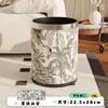 Cubo de basura redondo de cuero francés para el hogar, lujo ligero, alta gama, tamaño grande, sala de estar, cocina, retro, papelera de alto valor
