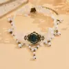 Conjunto de Gargantilha e Pulseira de Renda Estilo Palácio Retrô com Design Personalizado e Conjunto de Joias de Pérola de Alta Qualidade