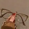 Celebridade da Internet Europeia e Americana Estiloso Olho de Gato Metal Plano Espelhado Armação de Óculos Para Miopia Pode Ser Combinado com Lentes de Grau Lisas Moda Marrom