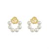 Pendientes de Tuerca de Moda para Mujer con Círculo Geométrico Aguja de Plata S925 Flor Corea del Sur Perla Elegante Celebridad de Internet Pequeños Combinables