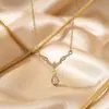 Popular en Japón y Corea, collar de gota de agua con incrustaciones de circonita, joyería de nicho de lujo ligero para mujer, de alta gama y elegante, cadena para la clavícula que no se decolora