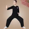 Traje de Tai Chi Primavera e Outono Novo Estilo Chinês Conjunto Rima Antiga China Meia-Idade e Idosos Roupas de Prática de Dança de Verão Algodão Puro