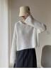 Suéter con Capucha Estilo Perezoso Gris para Mujer 2026 Nuevo Otoño Estilo Coreano Delgado Chic Top de Punto