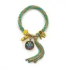 Pulsera Thangka Estilo Tíbet con los Cinco Señores, Tara Verde y los Ocho Grandes Guardianes, Pulsera Thangka Tejida a Mano con el Dios de la Riqueza, Pulsera Estilo Tíbet