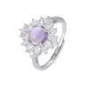 Anel Flor de Gelo de Zircônia em Prata Esterlina S925 Estilo Europeu e Americano Anel de Ametista Natural Anel de Dedo Ajustável Presente de Dia das Mães