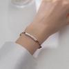 Pulseira cor prata Nalan S925 feminina simples geométrica anel luz miçanga pulseira pequena joia de mão fresca S4834