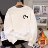 Sudadera Blanca de Cuello Redondo para Mujer Primavera y Otoño Delgada de Manga Larga Estudiante mm Divertida Hi Letra Forrada de Polar Holgada Aspecto Adelgazante Sudadera