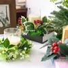 Portavelas Navideño de Bayas Rojas para Nuevo Producto Transfronterizo Corona de Frutas Rojas Suministros de Decoración Navideña Arreglo de Decoración de Mesa