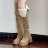 Botas largas hasta la rodilla, botas de nieve para mujer, modelo otoño e invierno 2026, de suela gruesa, que aumentan la altura, cálidas, forradas de felpa, botas de montar para personas menudas