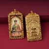 Pingente de Thangka Tibetano Pintado à Mão com Incrustações de Ouro Caixa de Gau Banhada a Ouro Colar com Amuleto de Buda Ornamento de Estilo Étnico para Uso Diário