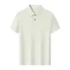 Polo 40S210G de algodão puro mercerizado, liso e brilhante, de manga curta, com gola e logo estampado, unissex, business casual