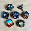 Juego de Dados Poliedros D&D con Patrón de Mármol, Color Mixto Transparente D4D6D8D10D12D20 Caras, Coc, Juego de Mesa, Juego de Siete Piezas