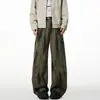 Pantalones Cargo Wukong para Hombre con Parche Retro Americano, Teñido Sucio, Pierna Ancha, Holgados, Versátiles, de Nicho, Largos