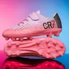 Novos tênis de futebol infantis transfronteiriços, tênis de treinamento de futebol para jovens com velcro, tênis de futebol com travas longas e curtas para meninos e meninas