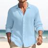 Camisa de Manga Larga para Hombre de Color Sólido Tipo Waffle Europeo y Americano para el Hogar Casual con Solapa Top de Calidad Ropa para Hombre Transfronteriza