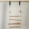 Escalera de Cuerda de Madera Maciza para Niños Madera de Haya con Correas de Conexión Escalera de Escalada para Interiores Escalera Blanda Ancho 38cm Distancia entre Peldaños 20cm Jls