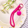 Lanyard con llavero de pompón de colores, correa de muñeca portátil anti-pérdida, accesorio colgante versátil para bolso, accesorio para joyería DIY