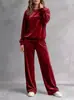 Europa Transfronteriza Otoño/Invierno 2026 Nuevo Conjunto de Terciopelo Holgado Casual Sudadera con Capucha Pantalones de Pierna Ancha Moda Conjunto de Dos Piezas Ropa para Mujer