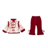 Conjunto de Ropa de Año Nuevo para Niñas, Acolchado y Engrosado, Traje Rojo Festivo Tang para Niños, Nueva Colección Invierno 2025