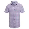 Camisa Xadrez de Manga Curta Masculina Transfronteiriça Verão Business Casual Masculina Four-Way Stretch Camisa Amazon Masculina de Verão