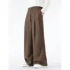 Calças casuais de cintura alta com caimento fluido, calças pretas de negócios estilo britânico slim-fit vintage para homens, moda japonesa para primavera e outono