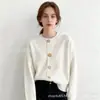 Diseño de Otoño e Invierno Cárdigan de Punto de Color Puro de un Solo Botón para Mujer Ropa Exterior Estilo Lazy Holgado Cuello Redondo Versátil