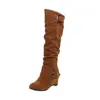 Botas para mujer talla grande talla grande 34-43 otoño e invierno nuevas botas Martin de cuña botas altas británicas botas de caña alta para niños comercio exterior