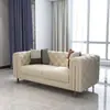 Sofá de Tecido Cor Creme Estilo Francês Luxo Leve Americano Tecido Apartamento Pequeno Moderno Simples Três Lugares Botões Influenciador da Internet Sofá