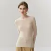 Suéter de cachemira pura listo para usar de primera línea para mujer, cuello redondo capa base 2 nuevos suéteres de punto elegantes de corte ajustado