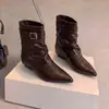 Botines de Moda Botas Versátiles Otoño Invierno Punta Fina Nuevo Diseño 2026 Elegantes Apilados Cómodos Estilo Coreano Temperamento Negro