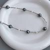 Colar Original Pérola Cinza com Contas Brancas Gipsofila Concha do Mar Cor Mista Luxo Acessível Versátil Corrente para Suéter Corrente Clavícula para Mulheres
