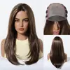 Novo Produto, Peruca Mono Sem Cola, Seda Importada, Sem Cola, Repartição Livre, Cabelo Longo Reto Dourado Degradê, Peruca de Cabeça Inteira