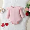 Conjunto Nuevo de Mameluco de Algodón para Bebé, Estilo Primavera y Otoño, Mono de Manga Larga con Estampado de Corazón y Lazo, Conjunto de Pantalón Largo