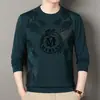 Sudadera de Seda de Morera de Alta Calidad con Cuello Redondo y Mangas Largas para Hombre Nueva Camiseta Casual de Lana para Otoño para Hombre