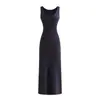 Vestido Estilo Chica Picante Estilo Americano Ajustado al Cuerpo que Resalta las Caderas para Mujer, Vestido de Verano de Alta Gama de Longitud Media Cola de Pez, Sexy Vestido con Tirantes al Cuello