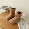 Botas de algodón nuevas de invierno estilo coreano para niñas, zapatos de algodón cálidos para bebés, zapatos de bebé en serie de colores Maillard, botines versátiles y casuales