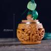Difusor de Gourd de Lótus Esculpido em Madeira de Sândalo Caixa de Incenso Pingente Sachê Ornamento Pendurado Corrente de Celular