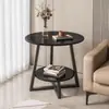 Mesa de centro pequena mesa lateral de sofá camada dupla sala de estar mesa redonda pequena quarto simples prateleira de armazenamento de cabeceira varanda mesa de centro pequena