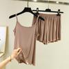 Conjunto de Camisola e Shorts de Modal com Babados para Primavera e Verão Feminino Tamanho Grande Solto Conjunto de Duas Peças Peça Única Cabelo
