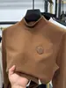 Camiseta Básica Meia-Gola Zhen De Rong para Homens, Nova Camiseta Térmica de Manga Longa com Lado Duplo Escovado para Outono/Inverno