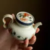 Tetera de Cerámica Pintada a Mano con Esmalte Caramelo y Diseño de Camelia Índigo para Uso Doméstico, Juego de Té Kung Fu con Filtro de Agujero de Bola, Tetera de Mano Estilo Antiguo