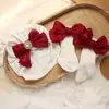 Conjunto de Chapéu e Meias para Bebê Menina, Chapéu Pulôver com Laço e Strass, Touca para Proteção da Moleira de Recém-nascido, Chapéu Indiano