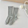 Calcetines Finos de Verano para Mujer, de Media Pantorrilla, con Encaje, Malla Hueca, Resistentes al Olor, Transpirables, Color Negro Puro y Blanco, Calcetines JK